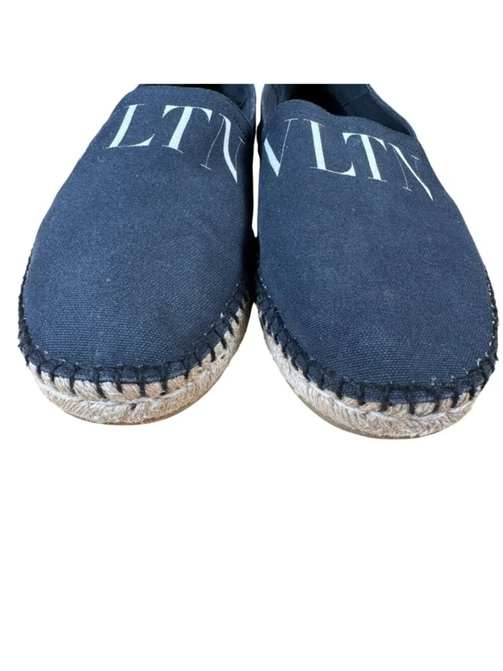 Valentino Garavani Black Canvas VLTN Logo Espadrilles Men's EU Size 44